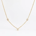 Detail of gold necklace with square zircon crystals on a minimalist link chain - Gold + White Zirconia (DDK209)