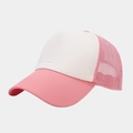 Pink and white mesh trucker hat with breathable panels and a stylish curved visor - White with Pink Brim / Adjustable