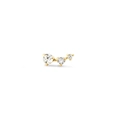 Detail of three-stone gold ear climber with sparkling white zircons in a linear claw setting - Gold (Three Stone)