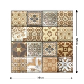 Self-adhesive PVC vintage tile stickers set of 16 pieces in brown and beige tones - 523-Retro Printed Tiles
