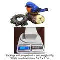 Miniature blue bird resin figurine set with nest and speckled eggs for garden decor - Blue Bird + Nest