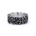 Vintage Celtic Nordic style stainless steel ring with textured distressed silver finish - US 7 / Granular Bumpy Texture (12509)