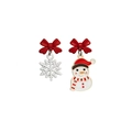 Orecchini di Natale asimmetrici con fiocchi rossi, pupazzo di neve e fiocco di neve - E4501 Fiocco di Neve Pupazzo di Neve