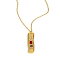Pendente rettangolare vintage in acciaio placcato oro 18K con zirconi colorati - Stile Zirconia Geometrica a Piastra Lunga Irregolare Oro