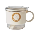 Portaspezie a tre scomparti bianco crema con cucchiaio e coperchio ermetico da cucina - Scatola per Condimenti a Griglia Singola / Bianco Crema