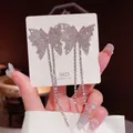 Elegant S925 silver butterfly tassel earrings with sparkling crystals for women - E0273 Silver Needle (Silver Butterfly Full Diamond Tassel)