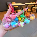 Porte-clés licorne en forme de cœur avec perles colorées et petites cloches en métal - Style Fermoir Mousqueton / Style de cœur perlé multicolore (Mélange aléatoire)