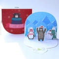 3D pop-up Christmas card featuring polar bear, penguin and tree with red cover - Christmas Bear Shaped Card