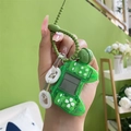 Mini tetris game console keychain in transparent green with matching strap - Dark Green