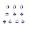 Detailed set of blue enamel evil eye charms with sparkling crystal rim in gold finish - 6# Gold Sun Flower