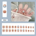 Pastel Morandi press-on nails set Z923 with cute cherry and bow-knot 3D designs - Z923 Cartoon Cherry