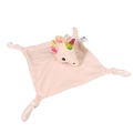 Soft pink plush baby comforter with a cute unicorn head toy and colorful mane - Pink Unicorn