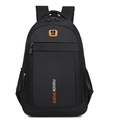 Black sports backpack with white FASHION lettering and mesh side pockets - 8010 Orange