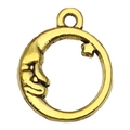 Antique gold crescent moon and star charm for DIY jewelry making earrings - Moon Star (20833)