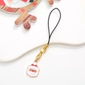 Miniature Santa Claus enamel charm phone strap with gold lobster clasp and black cord - Santa Claus / Gold