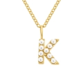 Elegante collana placcata oro 18 carati con pendente lettera K impreziosito da perle - Lettera K - Oro