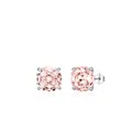 Octagon rose cut pink sapphire stud earrings in S925 sterling silver with four-prong setting - 6mm (0.236in) / Pink/Champagne