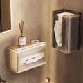 Set of two wall-mounted tissue boxes in clear and gray with vertical stripe texture - Suction Cup (1 Trans + 1 Gray) / Transparent + Gray