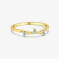 Minimalist S925 sterling silver ring in gold with blue and white zircon stones - Mmr359 (18k Gold) / Size 6