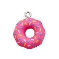 Ciondolo a ciambella rosa in resina con zuccherini colorati e gancio in argento DIY - 1 Pezzo (18x21mm) / Ciambella Rosso Rosa