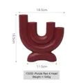 U-shaped deep red ceramic candle holder with 4 slots and matte finish 18.5cm - Deep Red - 4 Heads Tall