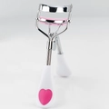 Roestvrijstalen wimperkruller met roze kamkussen en wit hartvormig handvat - Wit Handvat Rozemarijn Rood Hart (Met Kam)