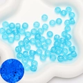 Light blue translucent acrylic pony beads for DIY jewelry making in a cloud tray - 100 Pieces/Pack (9x6mm) / Glow in the Dark Lake Blue