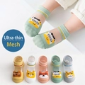 Breathable mesh cotton socks for toddlers featuring five colorful cartoon animal patterns - Forest Baby Glass Silk / 6-8 Years (Feet length 16-18cm)
