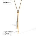 Golden titanium box chain necklace with adjustable bead and dual vertical bar pendants - Long Strip Pendant Style (HF-X2222)