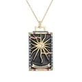 Collana tarocchi con pendente sole quadrato in oro 18 carati e pietre preziose colorate - Il Sole Tarot / Nero