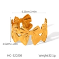 Détails de la manchette nœud en acier plaqué or 18K avec dimensions et poids précis - Style de Nœud Doré (HC-B20208)