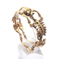 Gothic style golden skeleton bone link bracelet made of durable stainless steel - Domineering Skull (KB94666-BD) / Gold Without Diamond