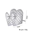 Guantes de horno plateados resistentes al calor, par 26x16cm, guantes acolchados - 1 Par / Plateado Cuadrícula Pequeña