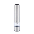 Electric stainless steel pepper grinder in brushed silver with clear view window - Stainless Steel Silver - Flat Head Big Button Electric