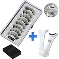 5 pairs of magnetic false eyelashes set with applicator tool in model MB10K-5 - Natural Long Style With White Clip (MB10K-5)
