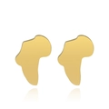 Boucles d'oreilles carte d'Afrique dorées en acier inoxydable poli pour femme au fini moderne - Style Puce Carte Lisse / E175 Or