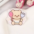 Cute acrylic yellow bear cartoon brooch featuring a little bear with spoon and fork - Eating Bear