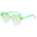 Chic heart-shaped rimless sunglasses with green gradient lenses and translucent frame - Two-tone C21