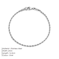 Bracciale a catena ritorta minimalista in acciaio inox argento 2mm 16,5cm - Colore Acciaio (YS44658)