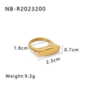 Polished 18K gold-plated irregular ring with precise dimensions and weight details - Gold-Rectangle Face (200)