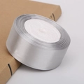 Single roll of 4cm silver grey satin ribbon with smooth metallic gloss for gift wrapping - Light Grey (68#)