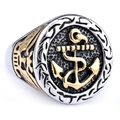 Bague punk ancre et aigle pour homme en acier inoxydable argenté et doré - US 7 / Bicolore (18403)
