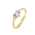 Anello regolabile a cuore dorato con zirconi visto da un'angolazione di 45 gradi - Cuore Piccolo Oro
