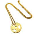 Gold stainless steel pearl necklace with barbell weight plate pendant and engraved motivational text - Gold