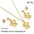 Conjunto de joyas de mariposa dorada en acero inoxidable con collar y pendientes huecos - Estilo Mariposa Calada / Dorado (KS188025-Z)
