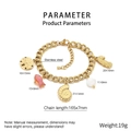 Dettagli del bracciale in acciaio inossidabile dorato con ciondoli a forma di mare - Stile Cavalluccio Marino Conchiglia Stella Marina (KB204436-SXSJ)