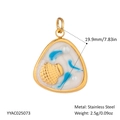 Gold-plated stainless steel honeycomb pendant with white enamel and blue details - Honeycomb Blue Enamel Triangle Style (YYAC025123)