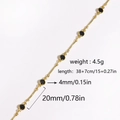 Detail view of gold chain necklace with 4mm black zircon pendant including size measurements - Black Round Gemstone (Style 1)