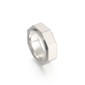Bague écrou hexagonal en acier inoxydable argenté de style industriel avec fini poli - Acier
