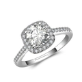 Silver halo ring with round center diamond and shimmering square diamond surround - White Diamond (Square Halo)